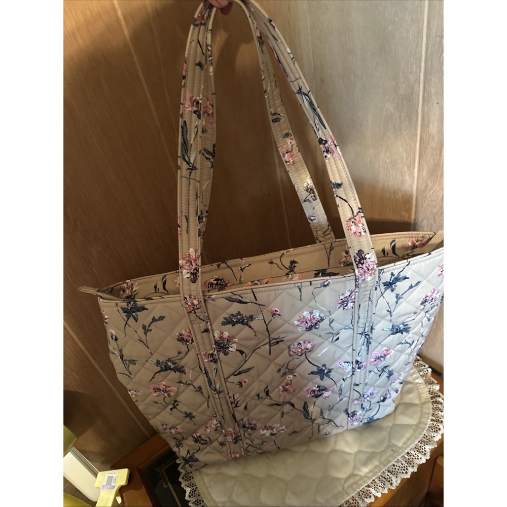 Vera Bradley Strawflowers Large Tote Performance In Tan - Picture 8 of 8